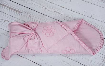 Конверт - одеяло на выписку - Ромашки, весна, розовый 